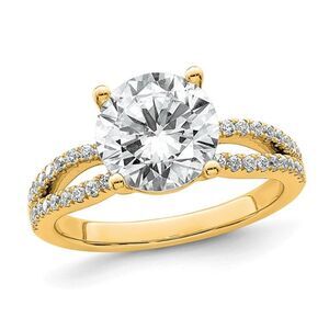 2.75 Carat (ctw VS, F) Lab-Grown Round Diamond Engagement Ring in 14K Yellow Gol